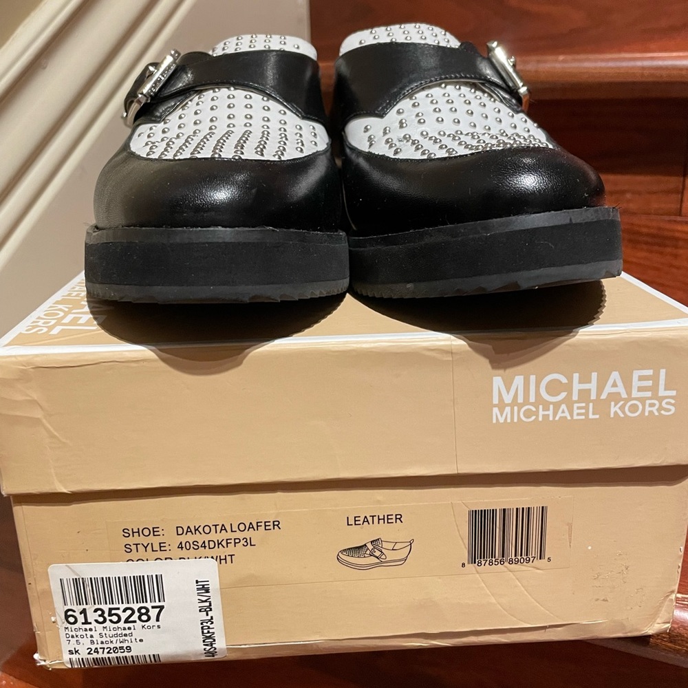 MICHAEL Michael Kors Black & White Dakota Loafers